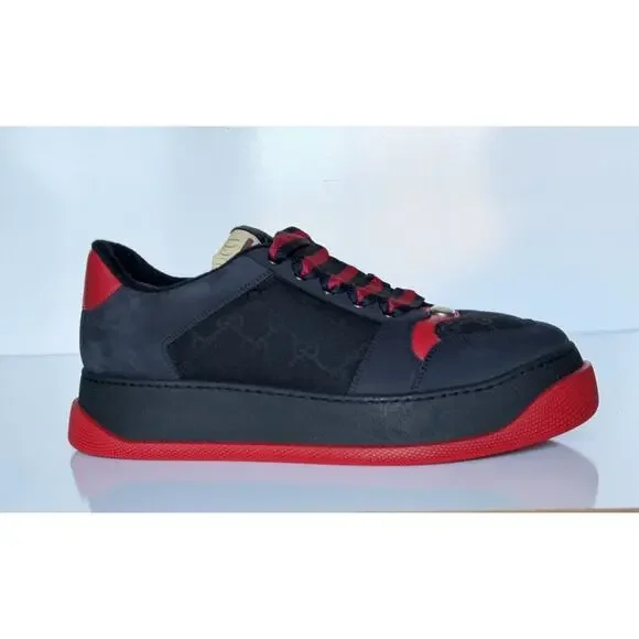 Gucci GG Double Screener Black/Red Sneakers 12 US (11.5 Gucci) 750048 IT NIB